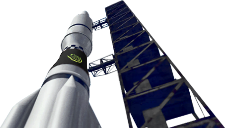 Rocket with Solodev logo on platform